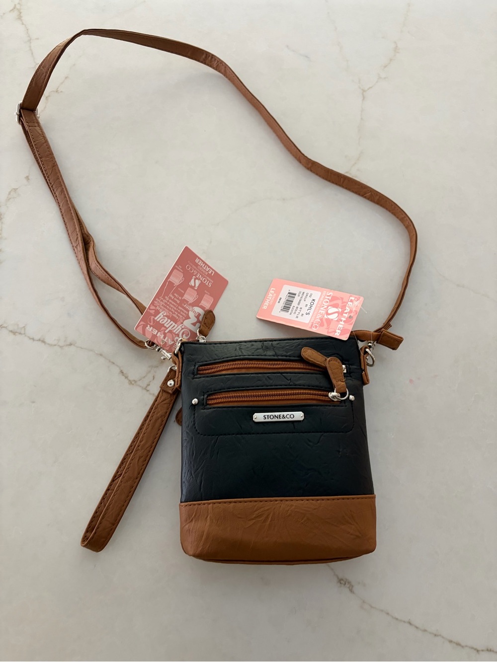 Two-Tone Black and Brown Crossbody Bag for Women